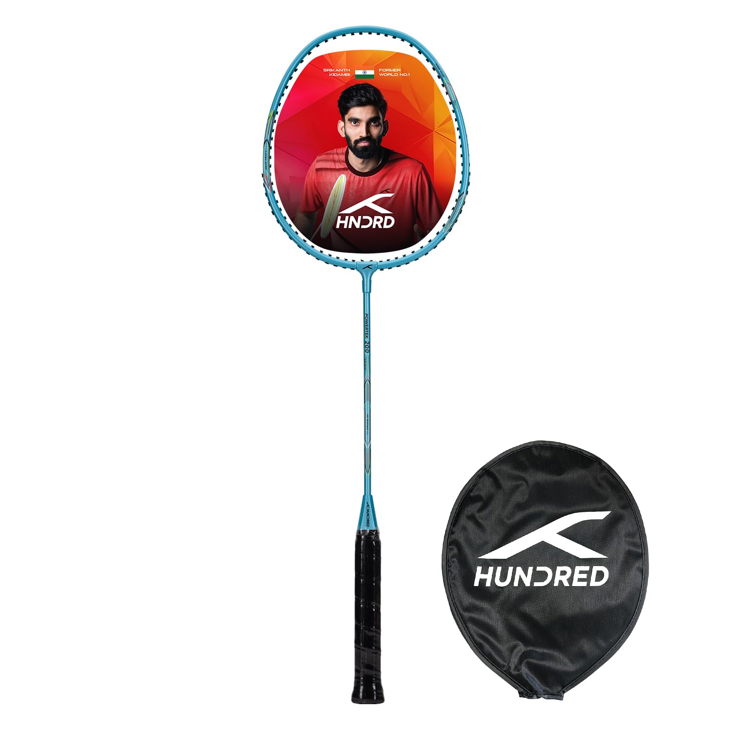 HUNDRED Powertek 200 PRO Badmintonschläger Badminton-Schläger mit Hülle