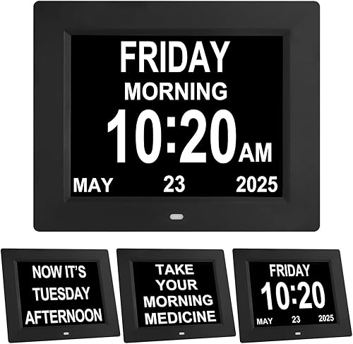 TMC Reloj digital grande para personas mayores, pantalla grande con alarmas personalizadas, calendario digital despertador con día y fecha para