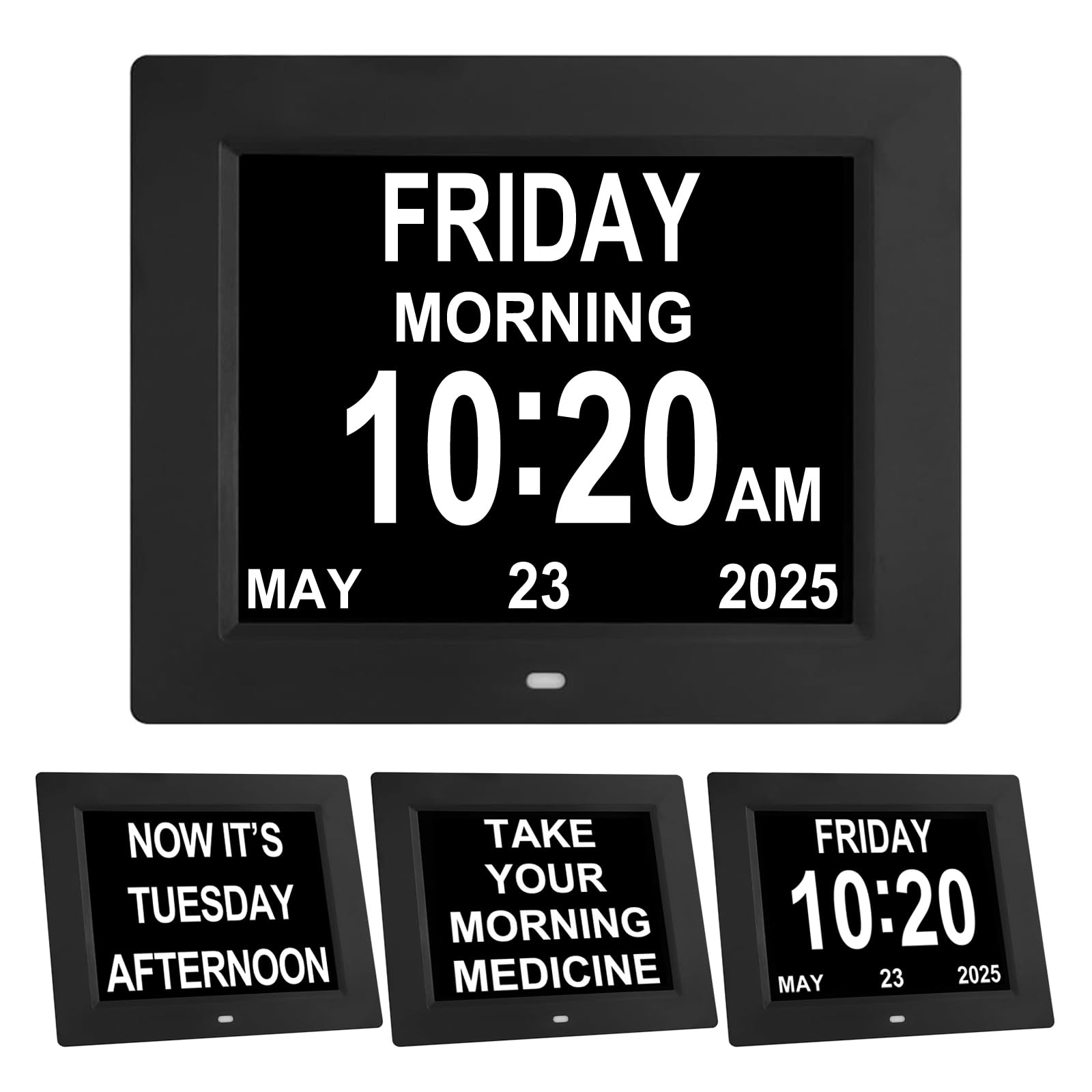 TMC 【New 2026】 Dementia Clock Large Digital Clock for Seniors, Large Display with Custom Alarms, Digital Calendar Alarm Day Clock with Day & Date for Elderly, Clear Numbers Alzheimer (Black, SD)