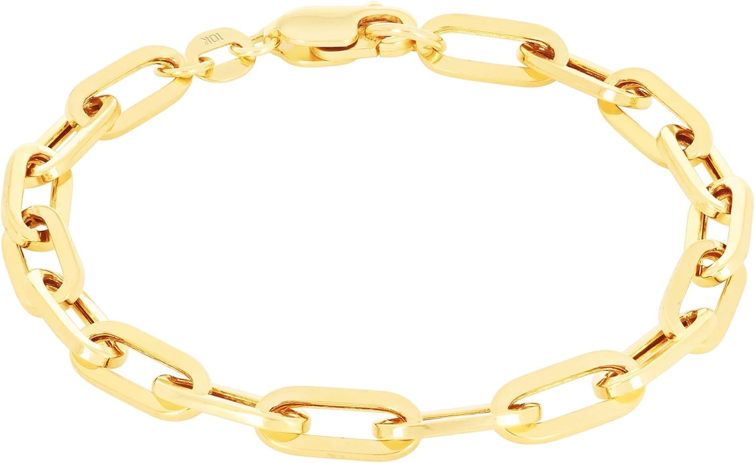 Nuragold 10k Real Yellow Gold Paperclip 2mm Elongated Cable Link Bracelet (7"-8") Dainty Italian Jewelry for Men & Women