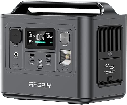 AFERIY Generateur Electrique Portable 800W, 512Wh LiFePO4 Batterie de Secours,