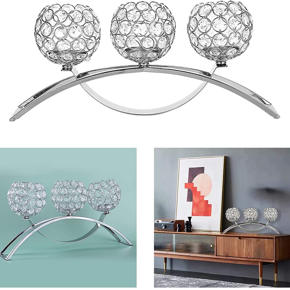 Modern Gold Crystal Glass Candelabra Candelabra / 3 Arm Candelabra for Centerpieces Christmas Decorations Modern Design Centerpiece Silver (Gold)