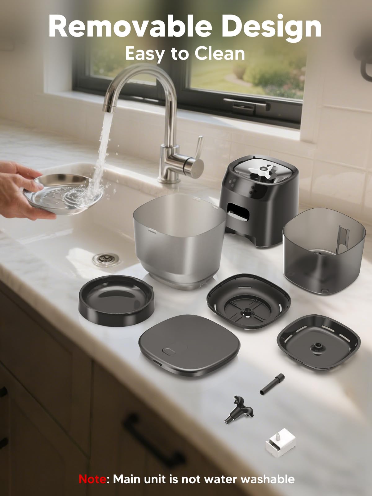 Automatic Cat Feeder and Water Fountain, 4L/16 Cups Timed Cat Dry Food Dispenser, 10s Meal Call, 20 Portions 6 Meals Per Day, 2L Cats Fountains for Drinking with Filter, Pet Feeder for Dog Black - image 8