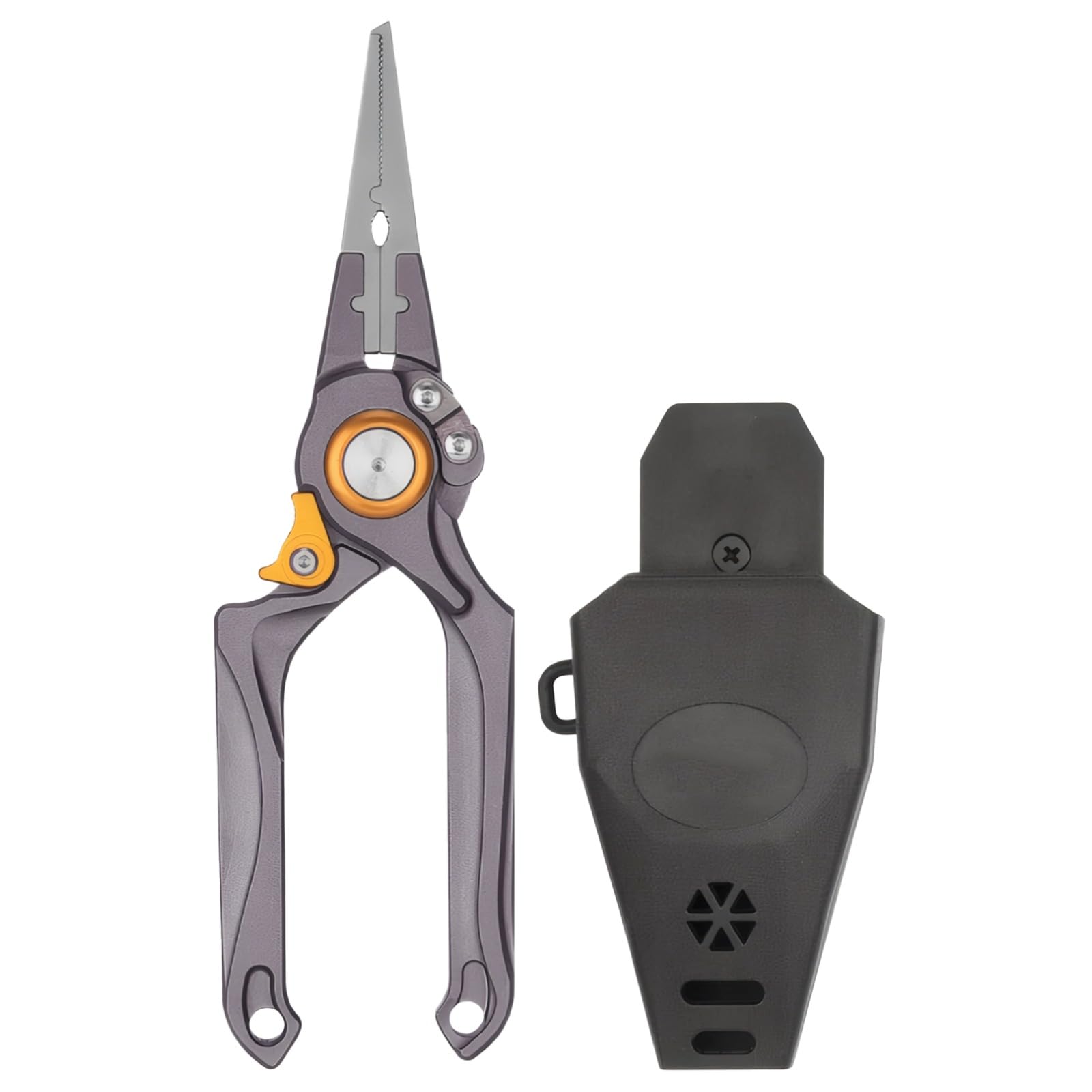 Aluminium-Angelzange mit gezahnten Backen, 8,1 Zoll/20,5 cm Fischlippen-Greifer, leichter Aluminiumlegierungskörper, mit Lanyard und Karabiner, Mehrzweck-Hakenlöser für Angler