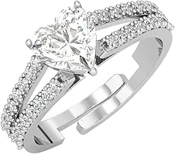 Clara Pure 925 Sterling Silver Solitaire Finger Ring with Adjustable Band | Gift for Women Girls Wife Girlfriend | Multiple Design Options