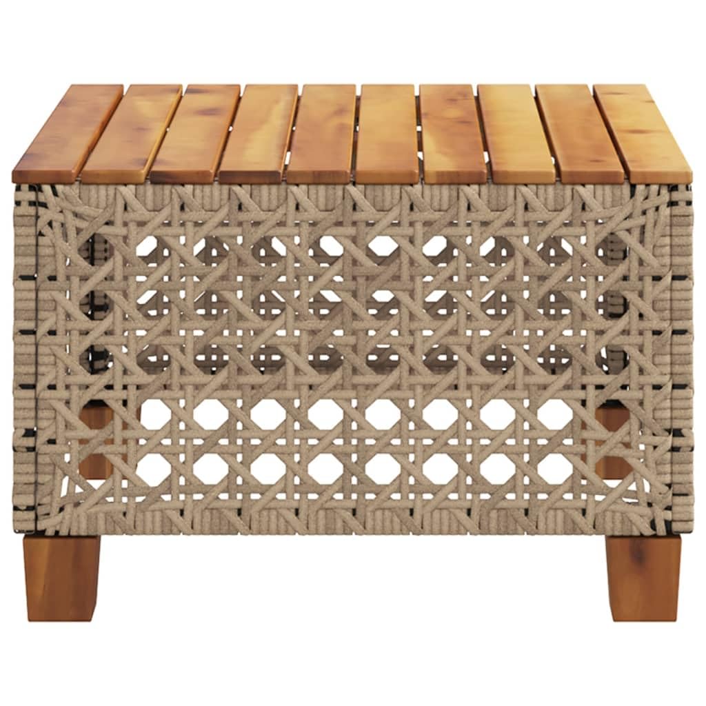 vidaXL Stolik ogrodowy, beż, 55x55x36 cm, rattan PE i drewno akacjowe