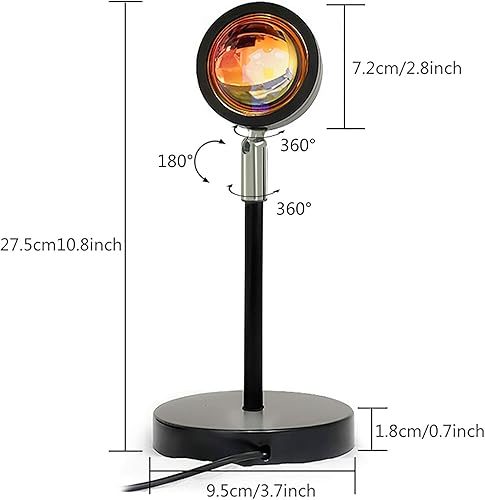 Miniatura 4 de Luz estética de proyección de puesta de sol, luz nocturna romántica giratoria de 360 grados, luz LED, con soporte de suelo moderno USB, adecuado
