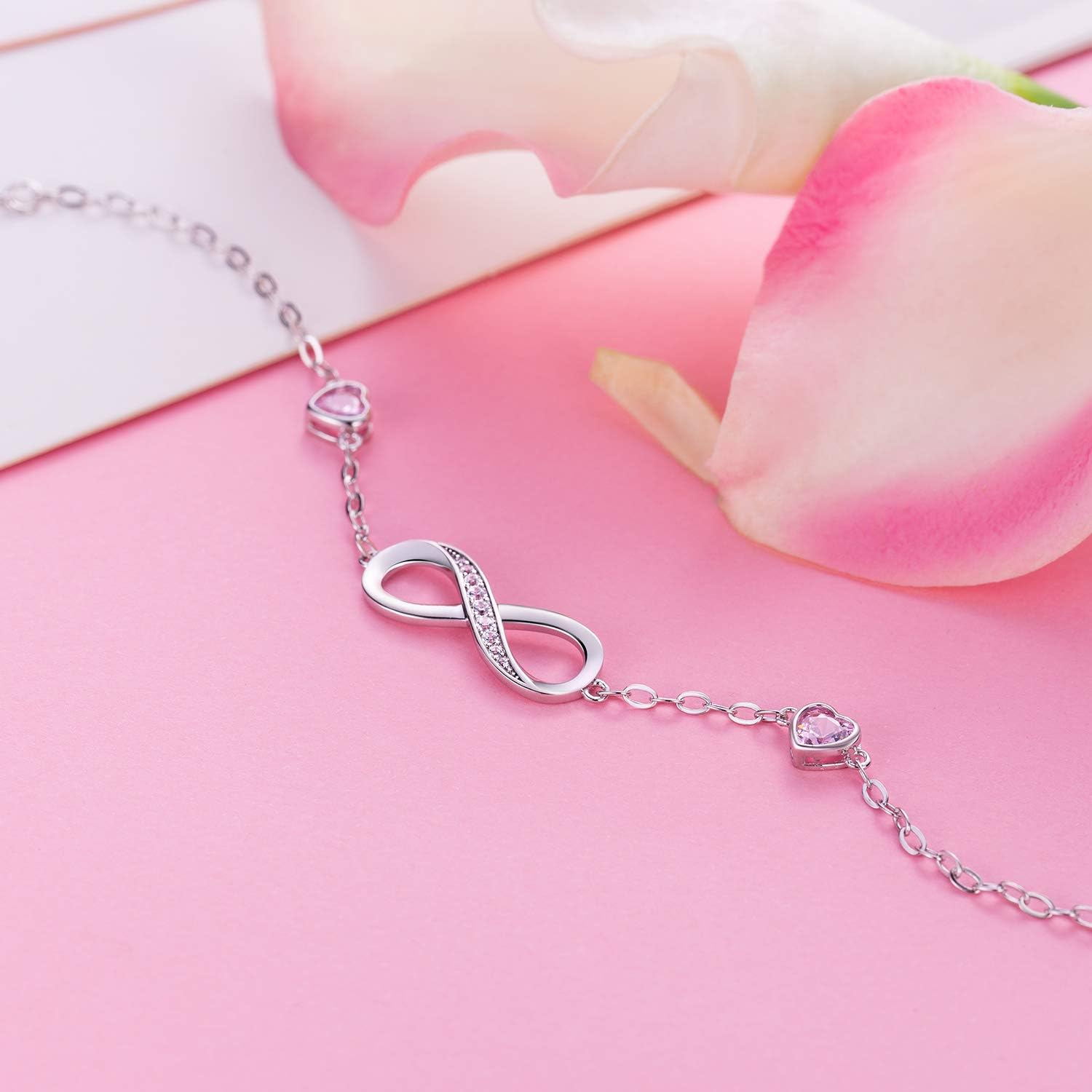 Billie Bijoux Infinity Love Bracelets for Women 925 Sterling Silver Womens Bracelet Love Symbol Charm Adjustable Bracelet Jewelry - Image 6