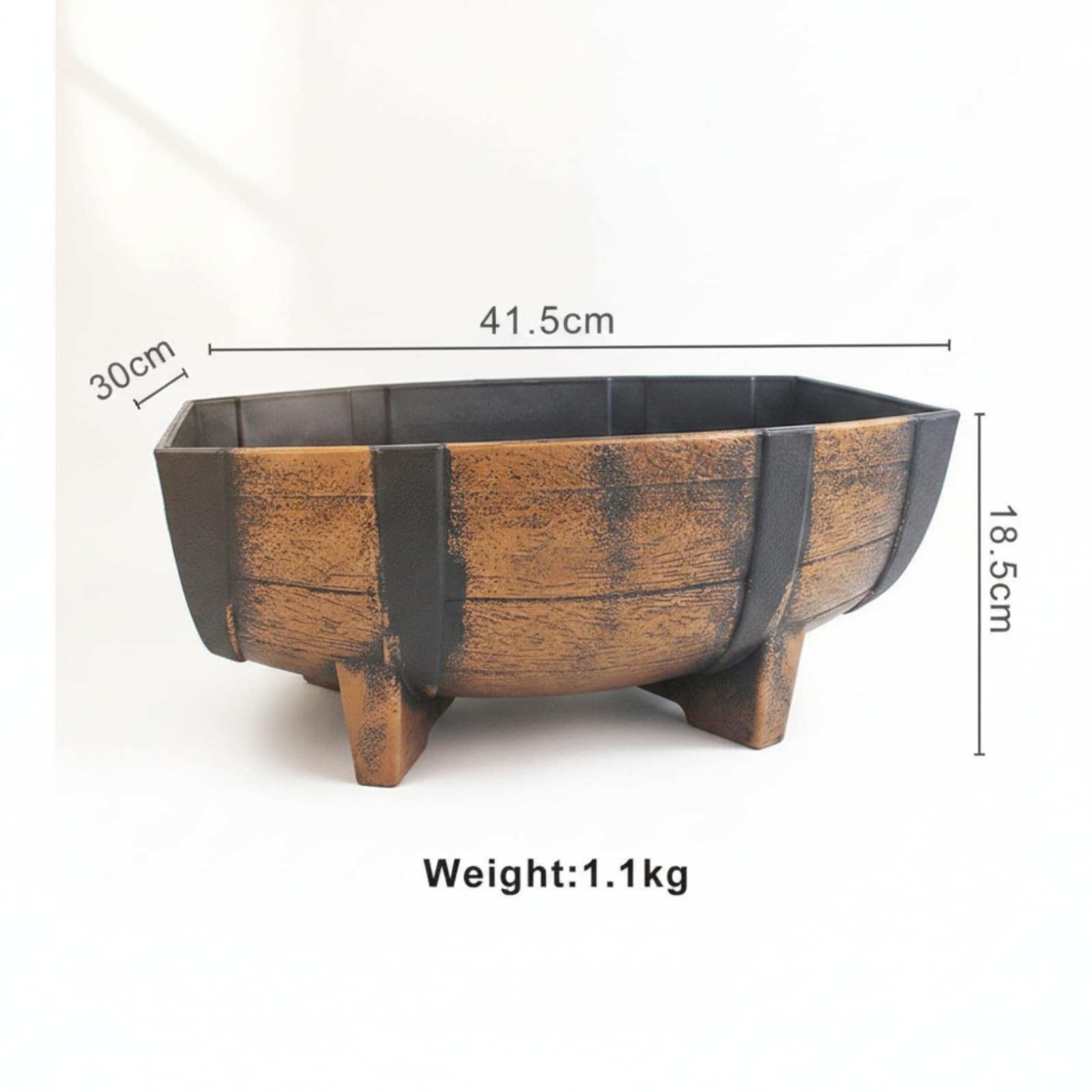 predolo Fioriera a Mezza Botte Impermeabile Vaso a Mezza Botte Facile da Spostare Contenitore con Gambe per Patio, Giardino, 2 Pezzi In Scatola