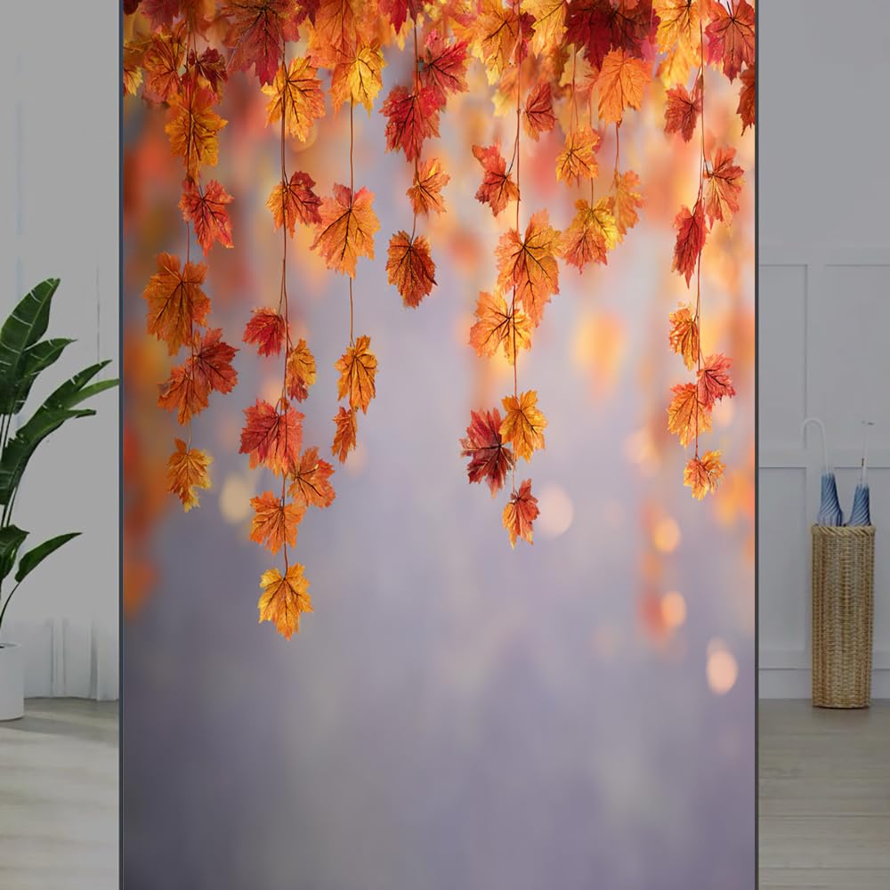 FOCCAFB Botanical Fall Privacy Window Film, Natural Maple Leaves Frosted Self-Adhesive Vinyl Cling for Glass Doors Bathroom Windows Sun Blocking Heat Control, （80x120cm）