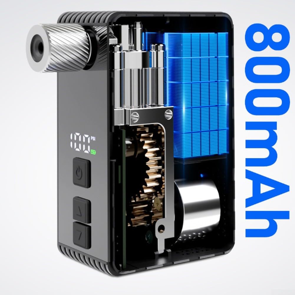 Pompa elettrica portatile per bici, 130 PSI con display LCD, gonfiatore per pneumatici ricaricabile da 800 mAh per bicicletta, compressore d'aria con arresto automatico con luce LED, tubo