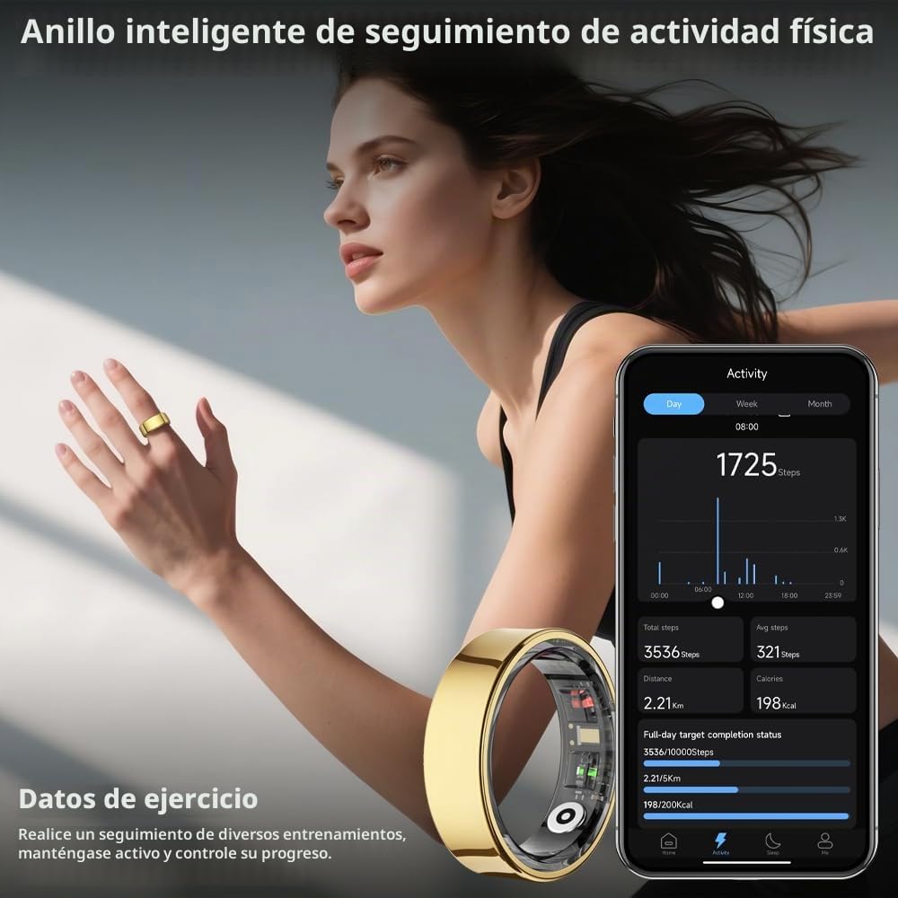 COLMI R09 Anillo inteligente para mujer con seguimiento de temperatura corporal y del sueño, recordatorio de estrés y ciclo, impermeable a 5 ATM, para llevar en pareja, regalo sin tarifa de