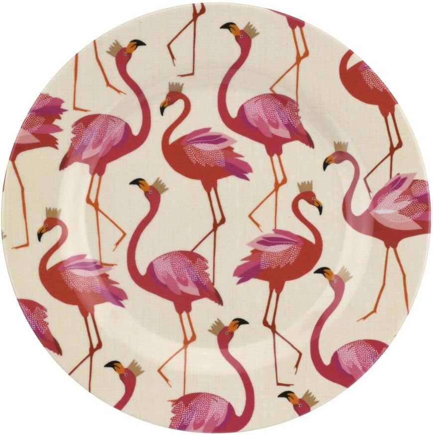 Portmeirion Sara Miller Flamingo Salad Plate, Set of 4 - BPA-Free 8" Melamine Plates Featuring Flamingos for Summer - Dishwasher Safe Dinnerware for Indoor & Outdoor Dining, Shatterproof & Decorative