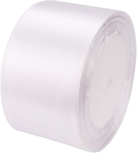 Atrbb Cinta de satén de 25 yardas, 1-12 pulgadas de ancho, perfecta para bodas, lazos hechos a mano y envoltura de regalos, blanco disponible en Yaxa Costa Rica