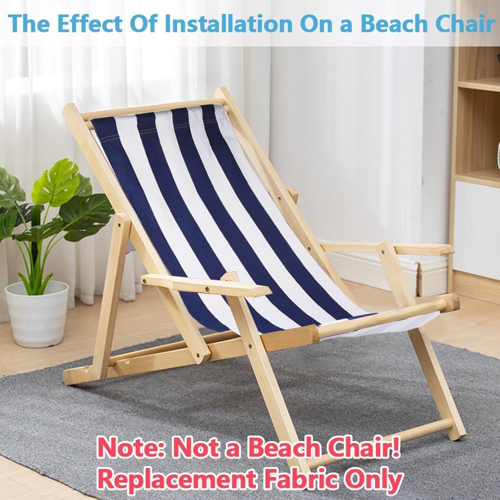 GORGECRAFT 120X43cm Beach Sling Patio Chairs Canvas Folding Chair Replacement Outdoor Chairs Cloth Replacements Dark Blue Portable Reclining Sling Chair Fabric for Summer Vacation Sunbathing Garden - Image 4