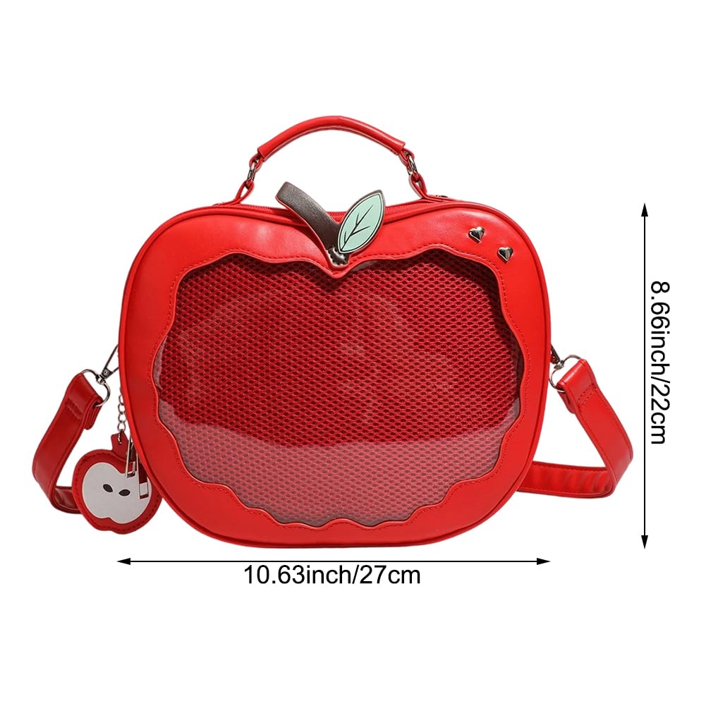 Jabłka kształt Ita torba ekspozycyjna torba crossbody plecak ze skóry PU urocza torebka crossbody wyświetlacz przezroczysta torba na ramię Y2k urocza torebka