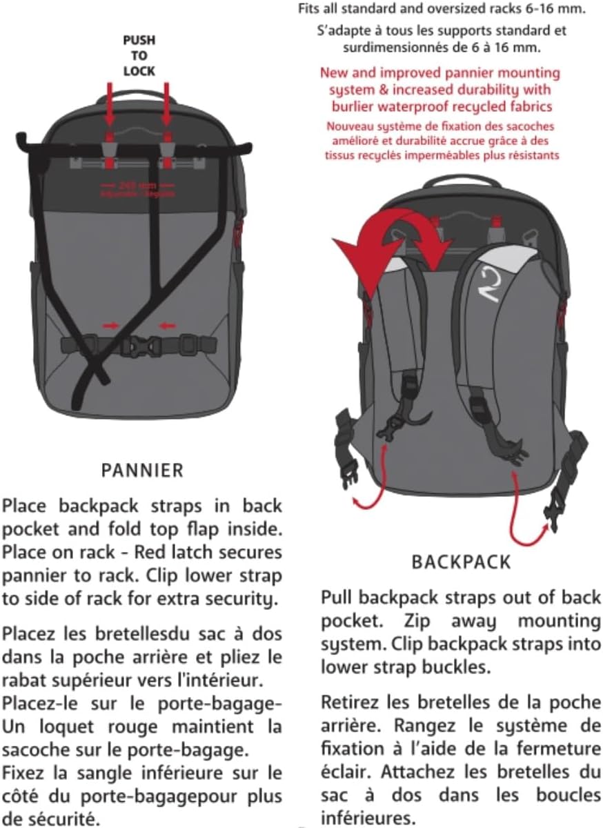 Two Wheel Gear - Pannier Backpack Convertible PLUS (30 Litre) - Weatherproof 2-in-1 Bike Commuting and Laptop Travel Bag, Recycled Material, Olive/Tangerine