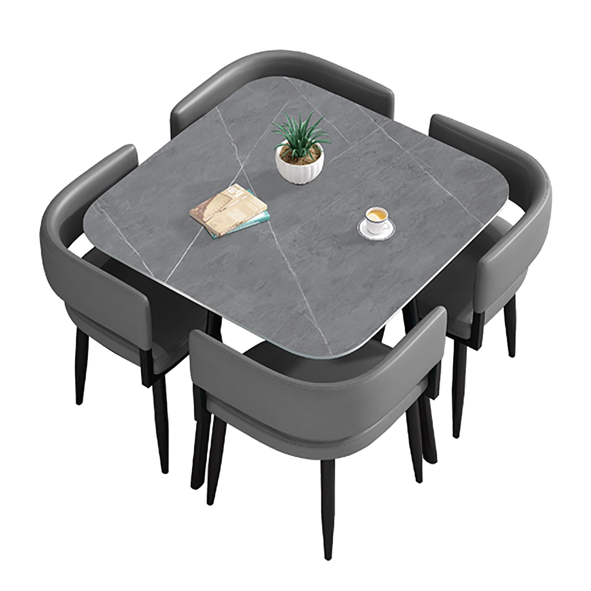 WOTZOV Contemporary 5 Piece Dining Set With Square/Round Table And 4 Chairs Ideal For Small Spaces,Square b 80cm/31.5in
