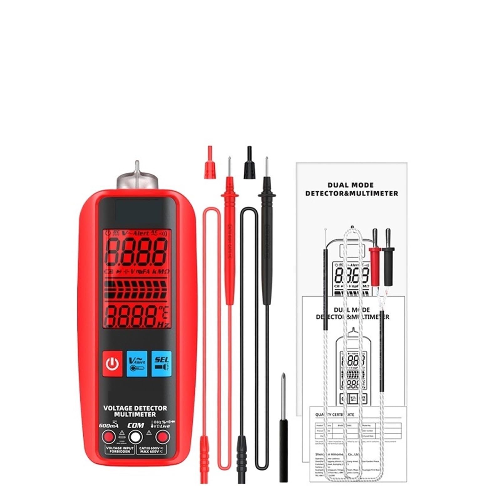 Comprobador MultíMetro Multímetro Digital Inteligente VFC DC AC Probador De Voltaje Voltímetro True RMS Capacitancia Diodo Ohm NCV Probador De Voltaje Sin Contacto Precisión Seguro(A5 Multimeter)
