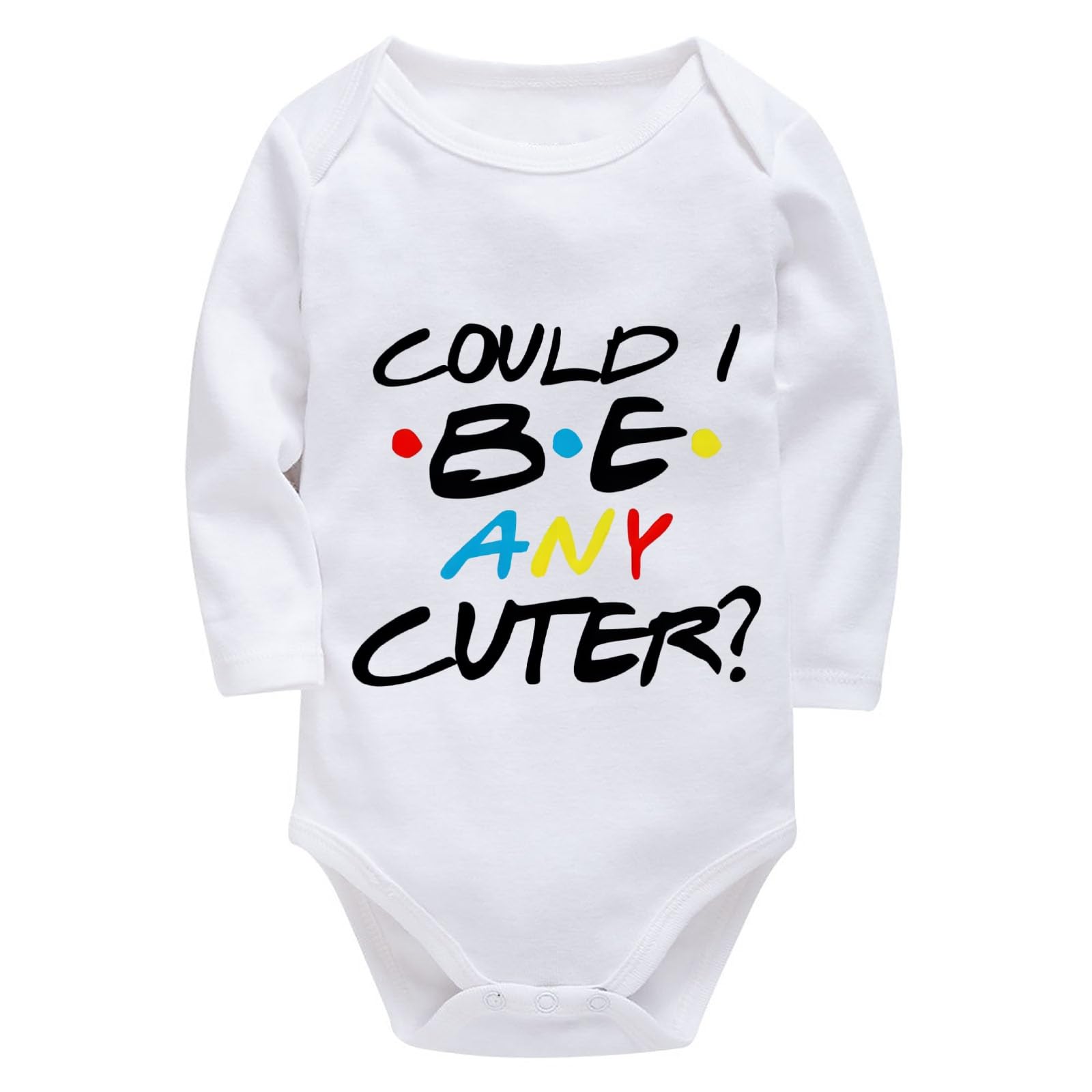 WOOYONGING Cute Gender Neutral Long Sleeve Baby Romper - White for Girl Newborn to 3 Months