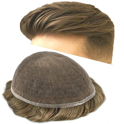Miniatura 1 de Toupee - Pieza de cabello humano real para hombre, con encaje completo para hombre, sistema de reemplazo de cabello humano, piezas de cabello para