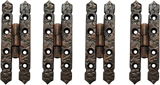 Adonai Hardware "Allon" Antique Cast Iron H Cabinet Hinges (4" x 4 Pack, Antique Copper) for Vintage Barn Doors, Cupboards, Kitchen Wardrobes, Wooden Jewelry Box, Sheds, Furniture, Chest and Trunks
