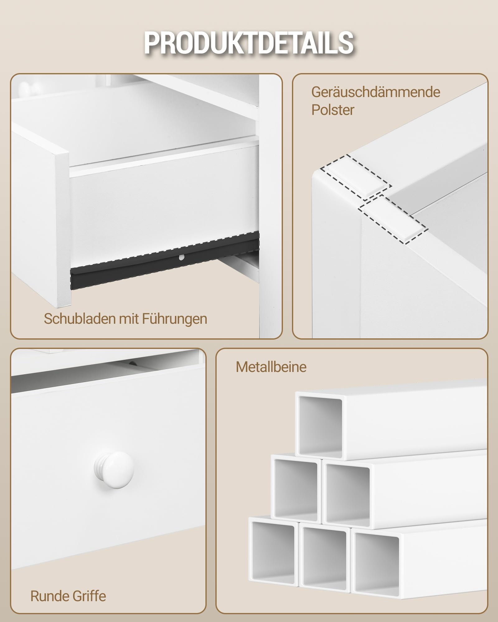 Hzuaneri Couchtisch, Höhenverstellbarer Wohnzimmertisch mit 3 Schubladen und 2 Fächer, 50 × 100 × 45 cm, Kaffeetisch Fach Umwandelbar in Esstisch, für Wohnzimmer, Homeoffice, Weiß-Eichefarben CT22231W