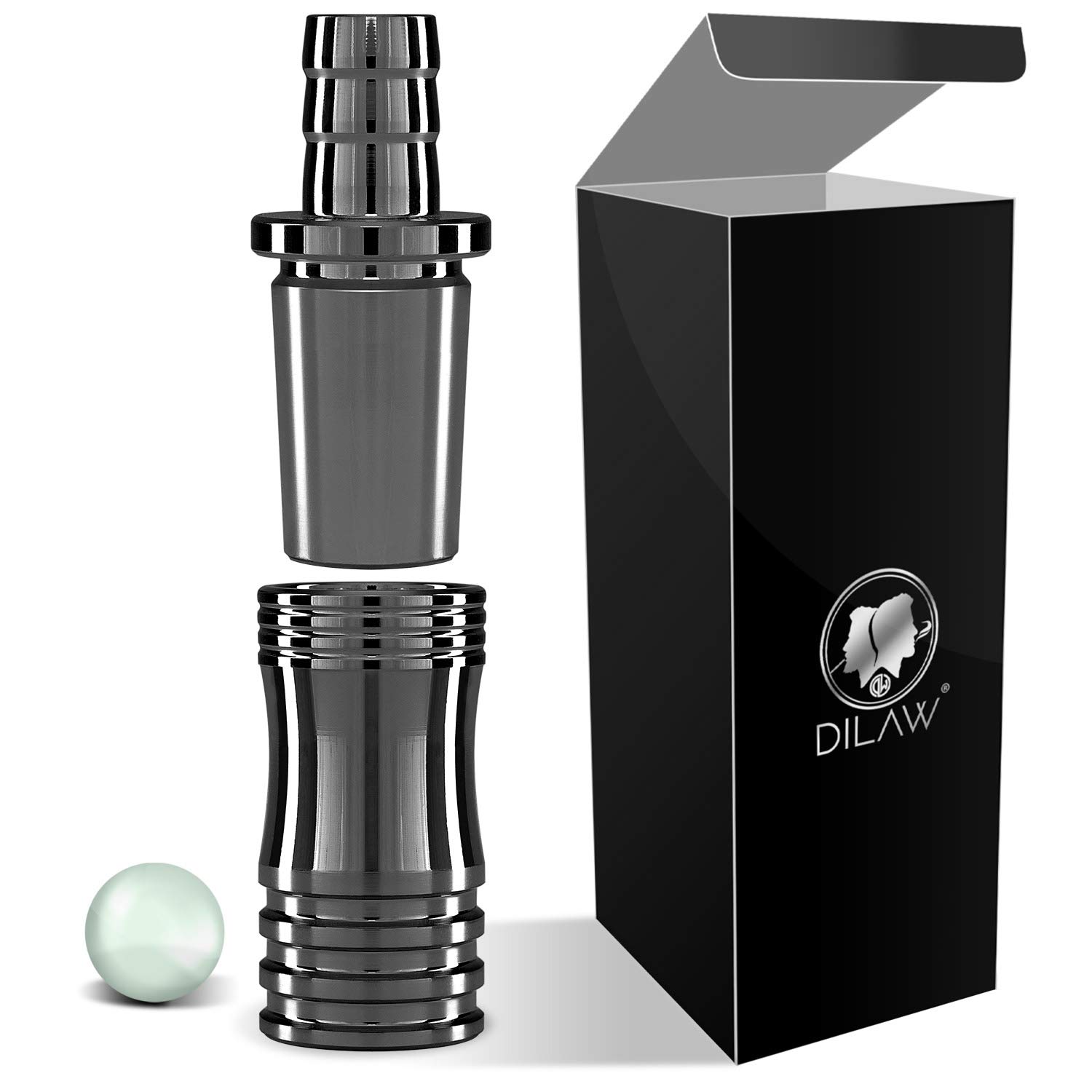 DILAW® Shisha V2A Edelstahl Adapter Schlauchadapter 18/8 Schliff Set 2-teilig Universal Hookah Wasserpfeife (1er Pack, Anthrazit Edelstahl)
