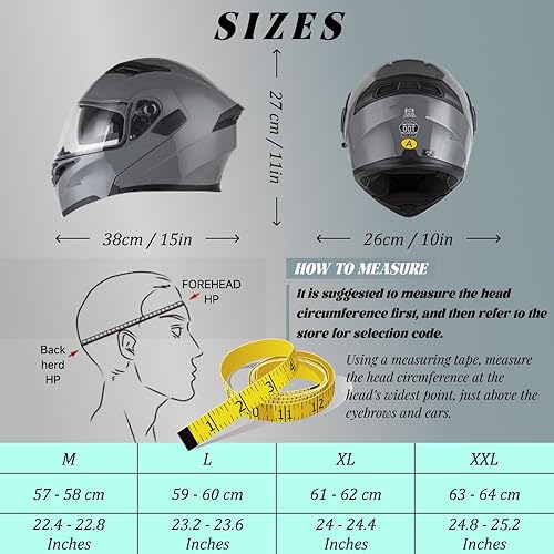 Miniatura 7 de Casco modular de motocicleta Bluetooth aprobado por DOT, casco de motocicleta abatible de cara completa para adultos, hombres y mujeres, protector