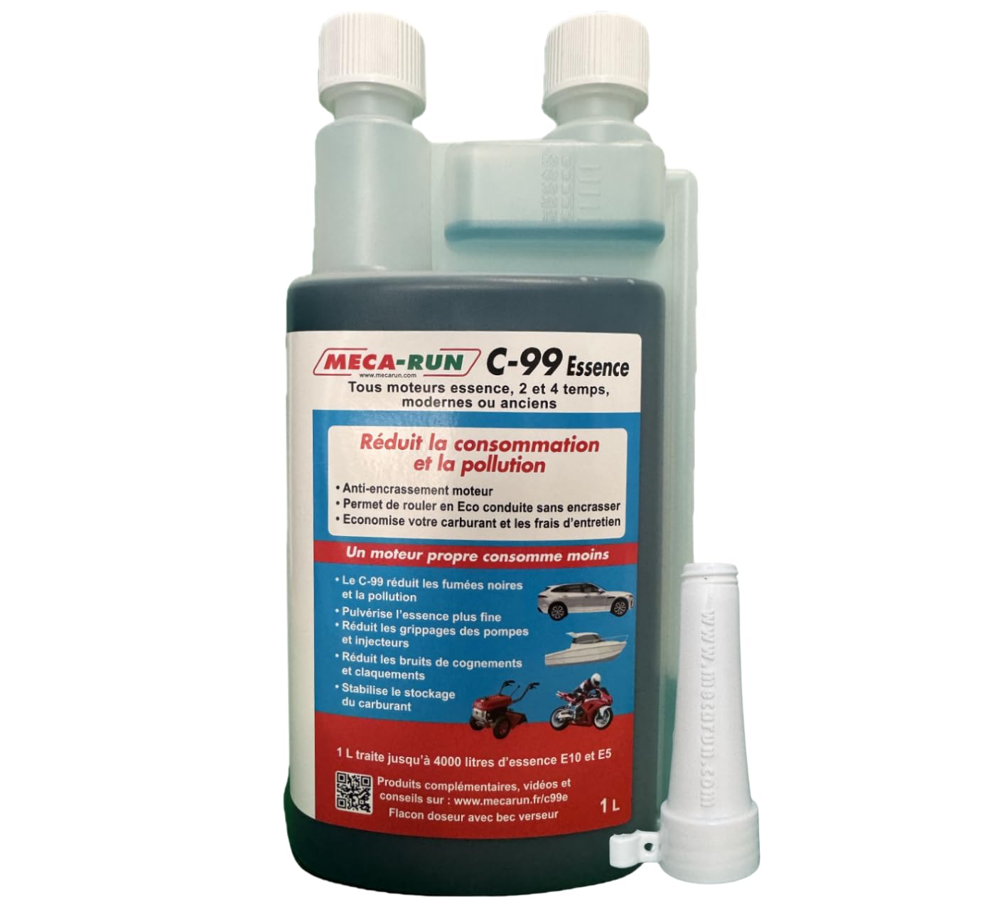 MECA-Run C99 Essence 1 Litre Additif pour Carburant - economie de Carburant - Anti Pollution