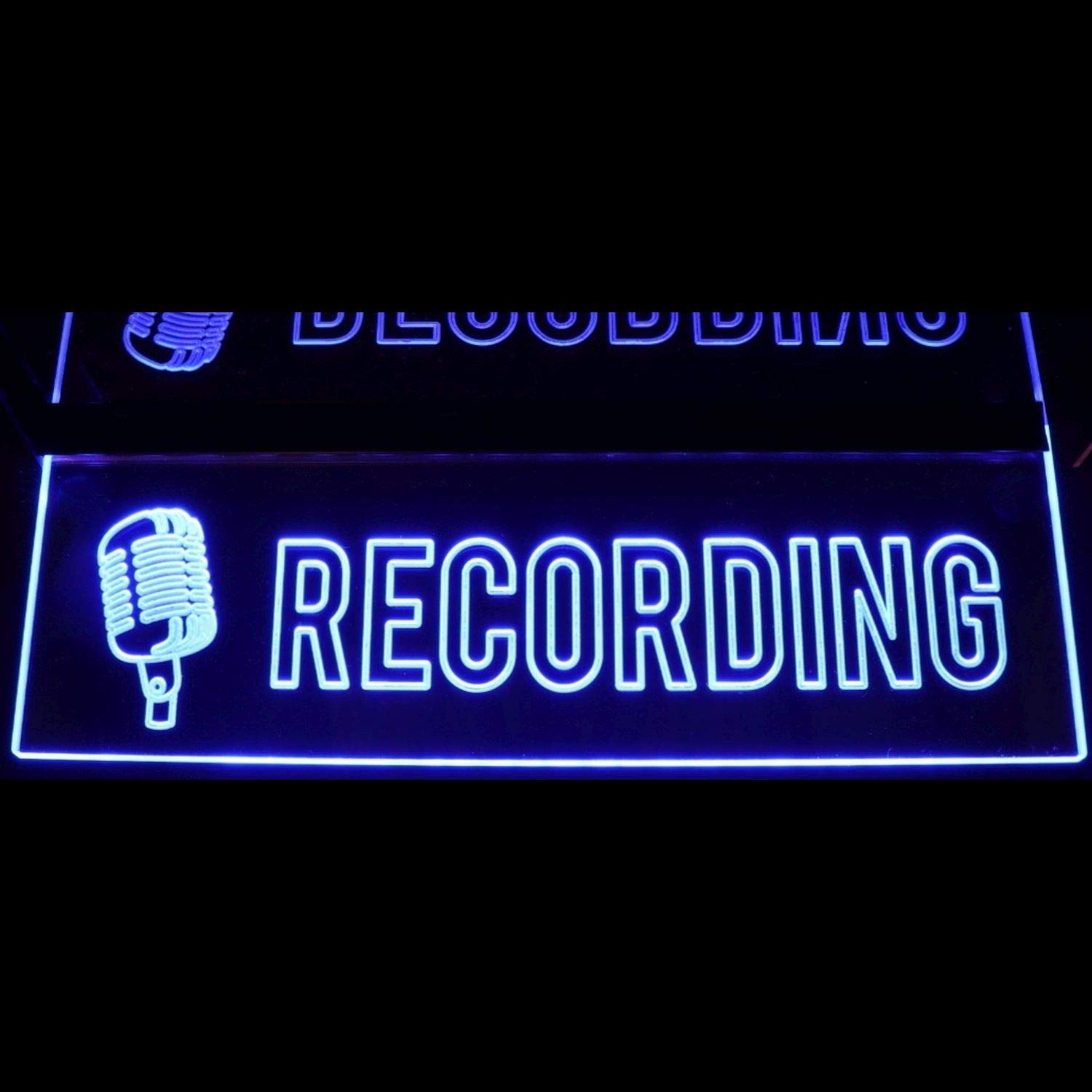 Recording Home Music Room Studio Court with Mic Ceiling, Desk, or Flat to The Wall Mount Acrylic Lighted Edge Lit Sign 11-21" 15-30 Led 9 Foot Cord 11123 Made in The USA