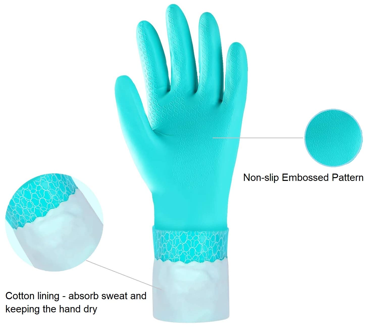 Elgood 2 Paia di Guanti Cucina Riutilizzabili, Guanti per la Pulizia Foderati in Cotone Senza Lattice, Guanti in Gomma per Cucina, Lavastoviglie, Pulizia (Viola + Blu, Lungo Taglia M