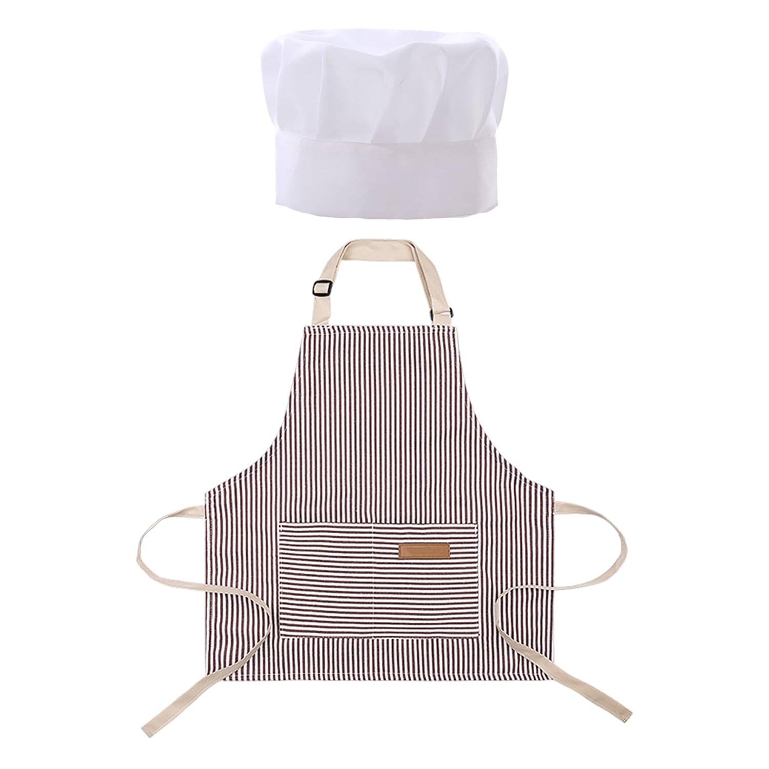 Tablier Enfant Réglable Dos Nu 2 Pièces – Rayé, Avec Poches – Pour Peinture Et Cuisine