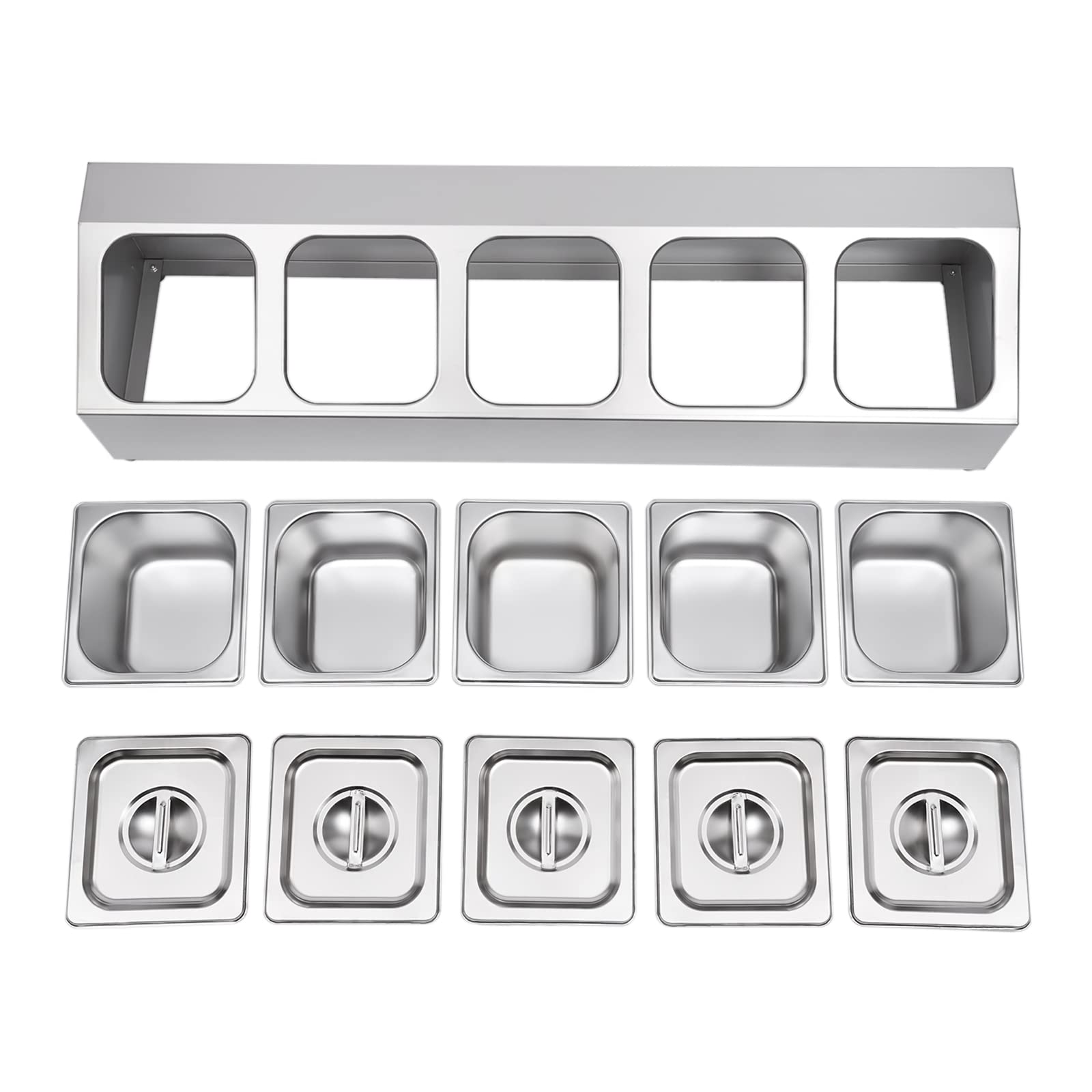 Aufsatzbord Zutaten Pizza Mit 5 GN Behälter 1/6 U. Deckel 85,5x25cm