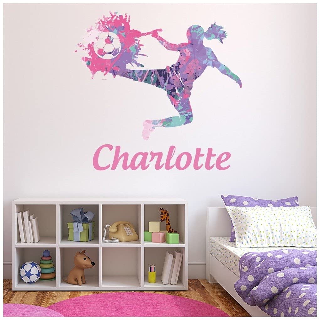 azutura Girls Football Kick Pink Paint Splash Personalised Wall Sticker available in 8 Sizes Digital