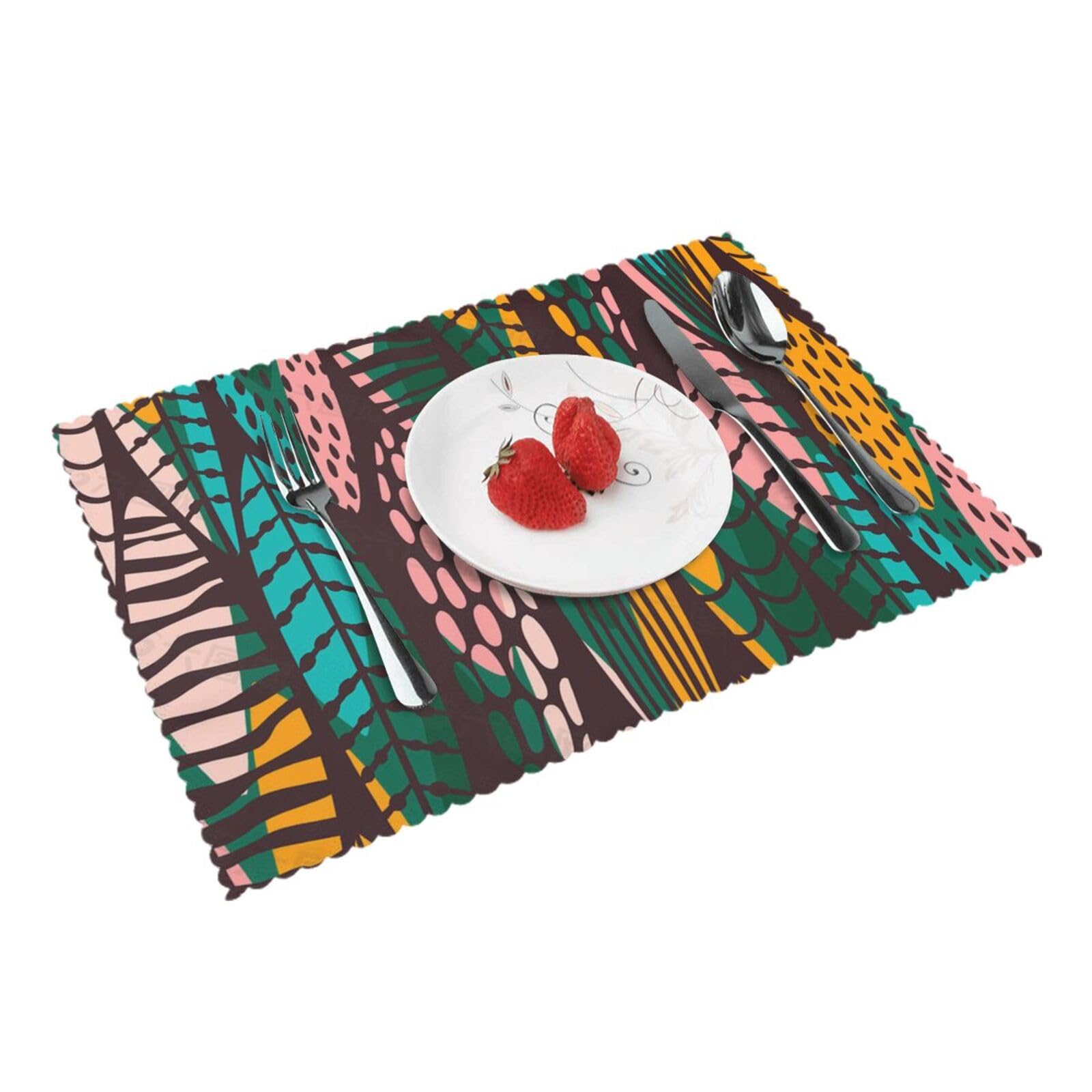Tribal Tropical Jungle Forest Palm Tree Printed Placemats Set of 4 PCS Washable Placemat for Kitchen Table Heat-resistant Table Mats 45x30 CM
