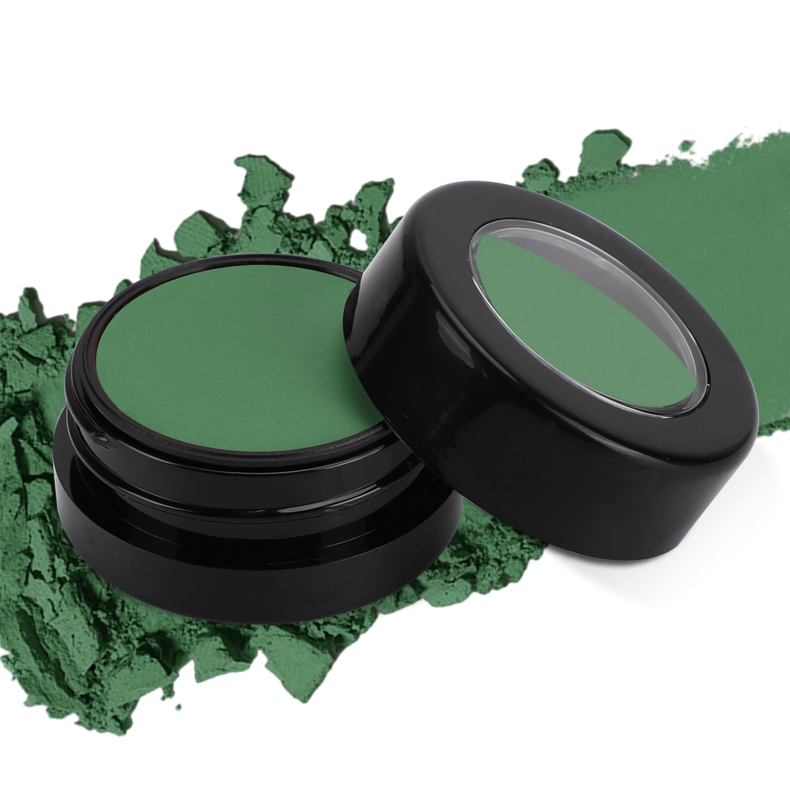 Single Green Eyeshadow, Pressed Powder Matte Eye-Shadow Palette Make-up, Blendable Long Lasting High Pigment Green Eye Makeup Halloween Paint & Face Body Paint
