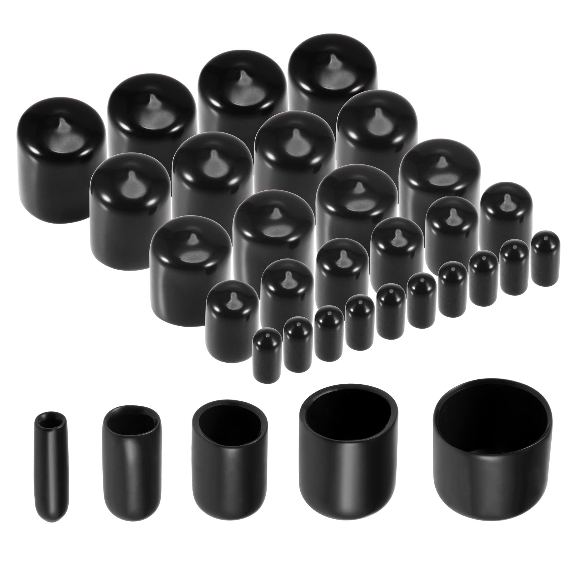 Embout rond en caoutchouc noir uxcell en assortiment de 25 pièces