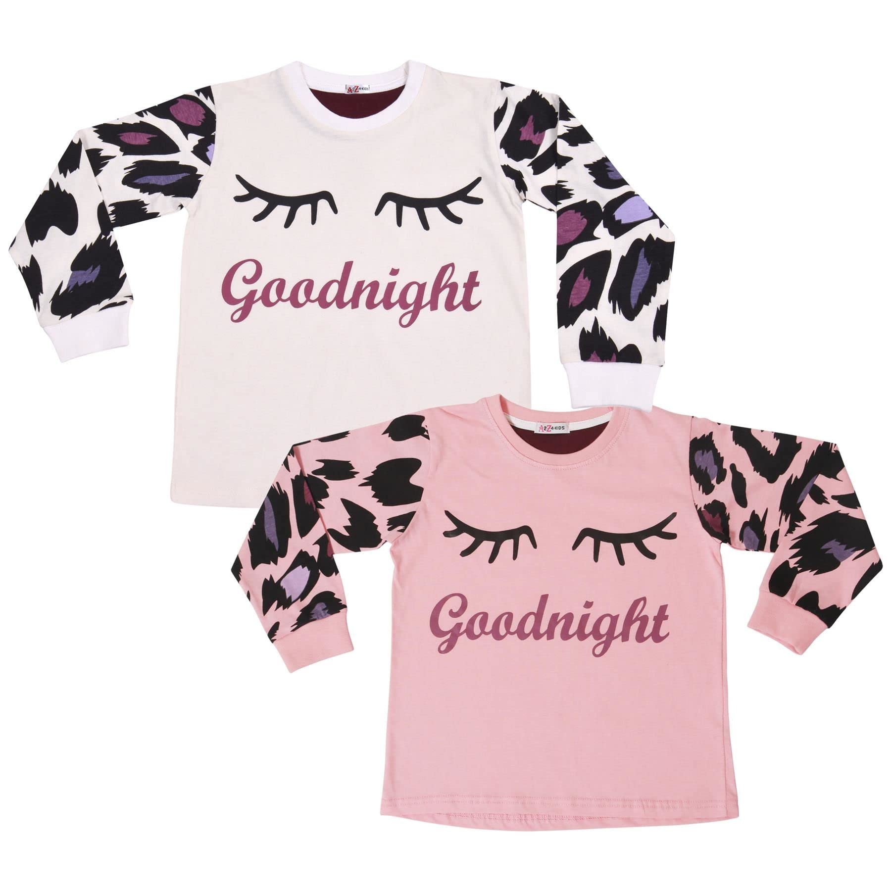 A2Z 4 Kids Goodnight Piżama Dzieci Pakowanie 2 PJS Leopard Zestaw Salon Garnitur na szczycie Dół Piżama Bielizna Nocna Loungewear Dress Up Kostium Prezenty dla dziewczynek i dzieci Wiek 5-13 Lat