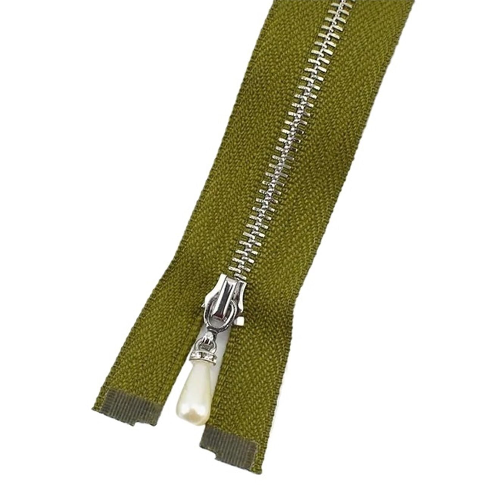 10/15 Uds 15-70cm 3# cremallera abierta y cerrada cierre automático deslizador de perlas doradas DIY bolso decoración vestido accesorio costura(S,OpenEnd-No3-50cm,15Pcs)