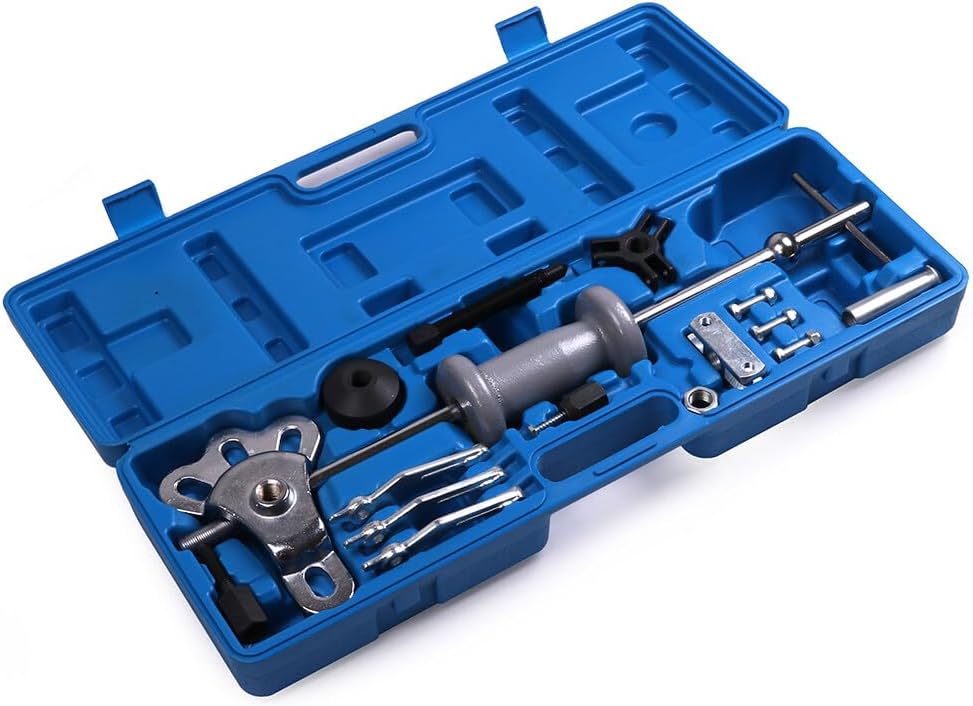 11pcs Slide Hammer Puller Set Front Wheel Hub Bearing Remover & Rear Wheel Axle Hub Dent Bushing Removal Tool with Case