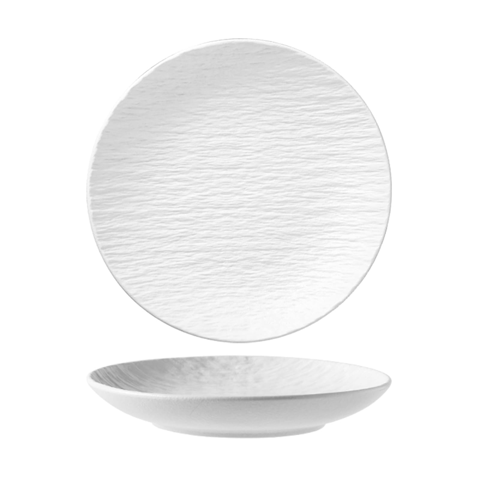 Dxcaicc Piatto Piano 8 Pollici 3 Pezzi Piatti Occidentali Smalto Opaco Rock Stone Pattern Delicato e Comodo da Toccare per Il microonde,Bianca,Deep Plate