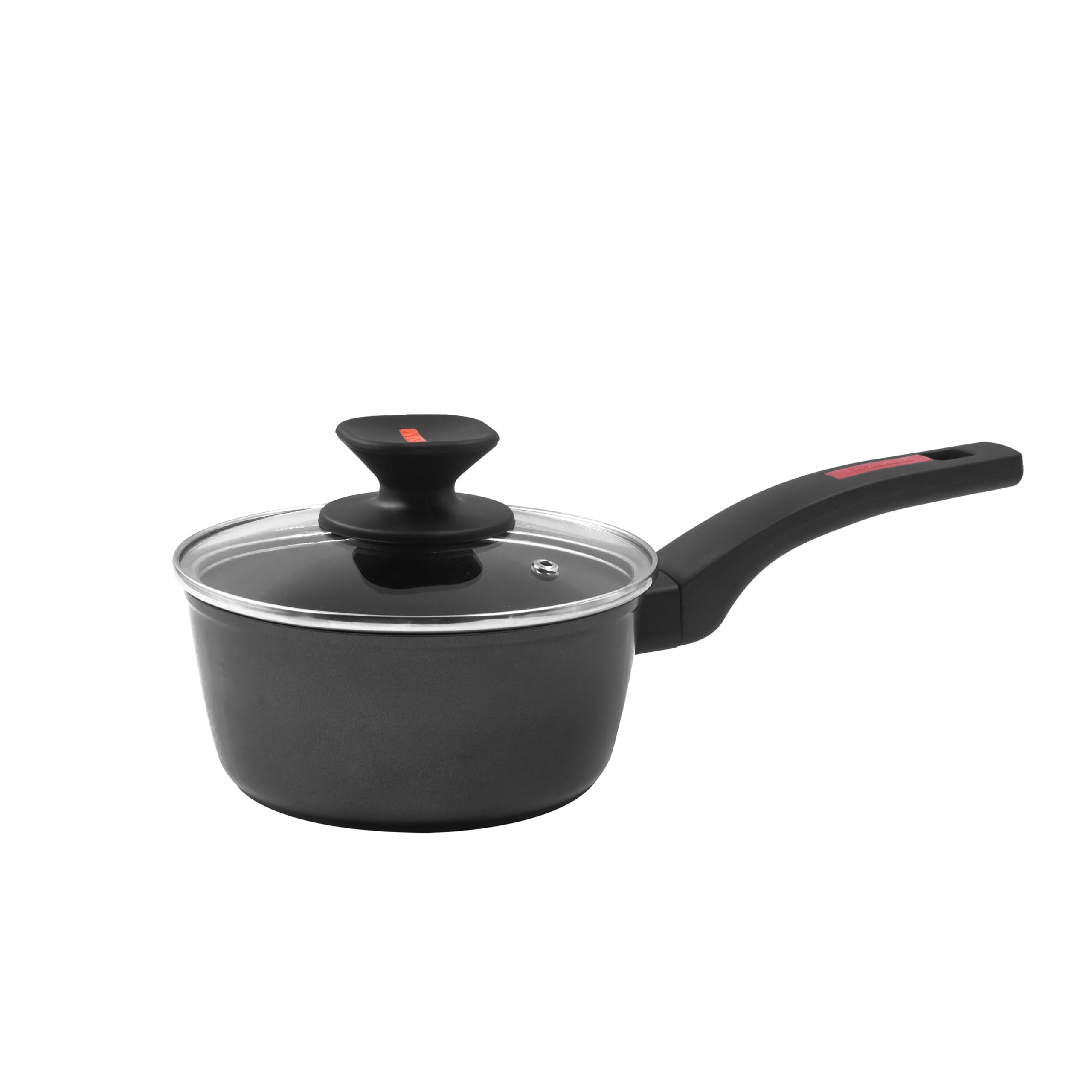 Zanetti Evolution Induction Saucepan, Diameter 16 cm, Non-Stick Base, High Thickness, Saucepan with Lid, Comfortable Handle, Black