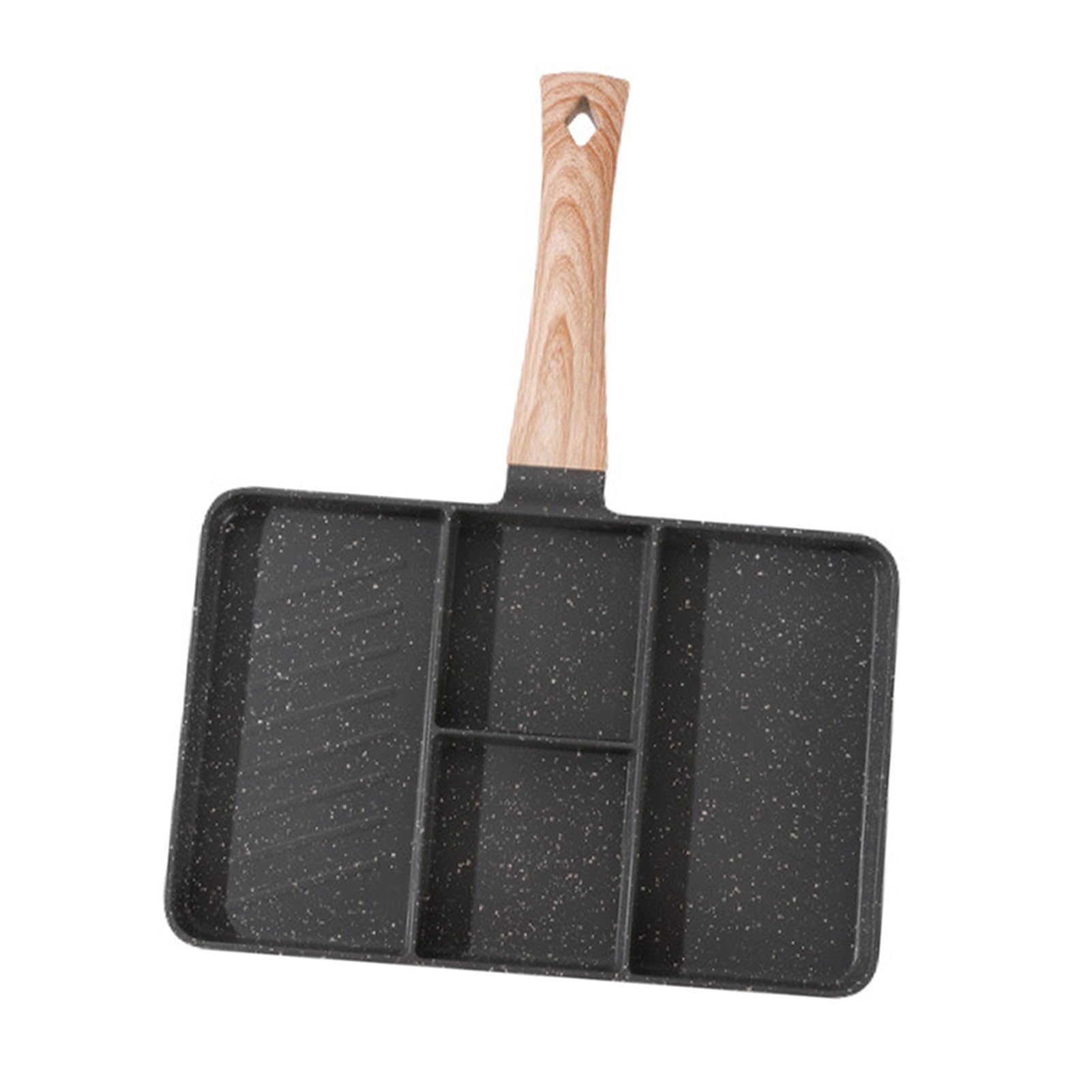 Divided Grill, Divided Grill Pan Anti Stick Multifunctional Aluminum for Frying Eggs (Black)