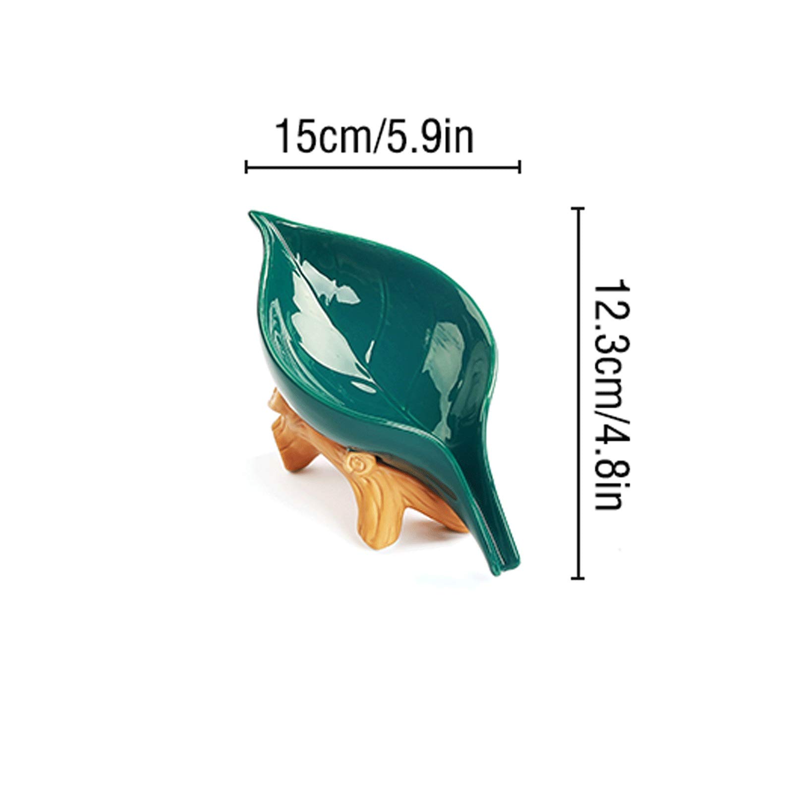 Jabonera Jabonera de cerámica creativa, bastidor de drenaje de jabón simple y atmosférico, sorpresas de vacaciones para navidad, acción de gracias y cumpleaños (blanco / verde / dorado) Caja de jabón