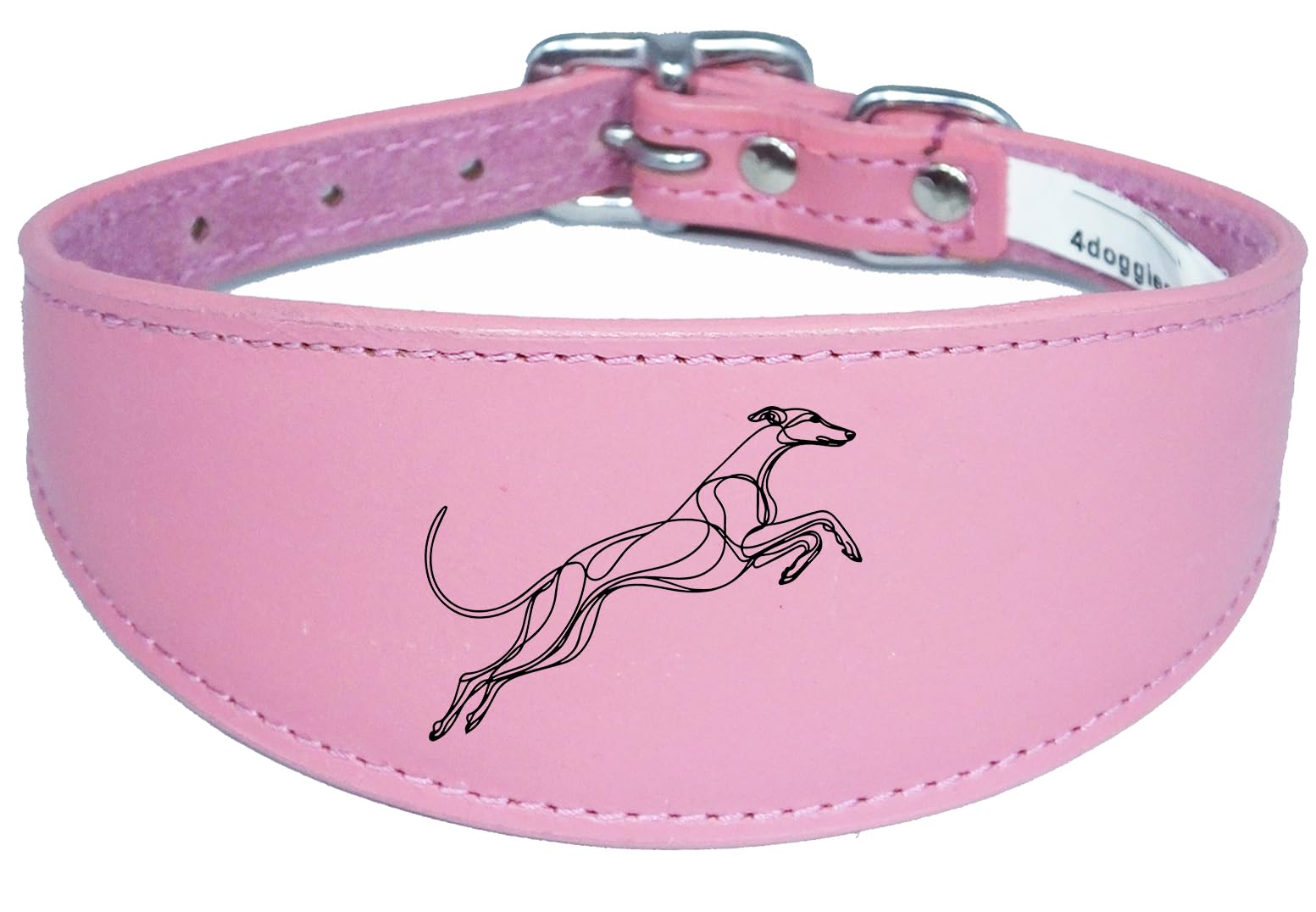 Wide Sighthound Leather Collar, Padded, Handmade, for Iggy, Whippet and Greyhound, NL19