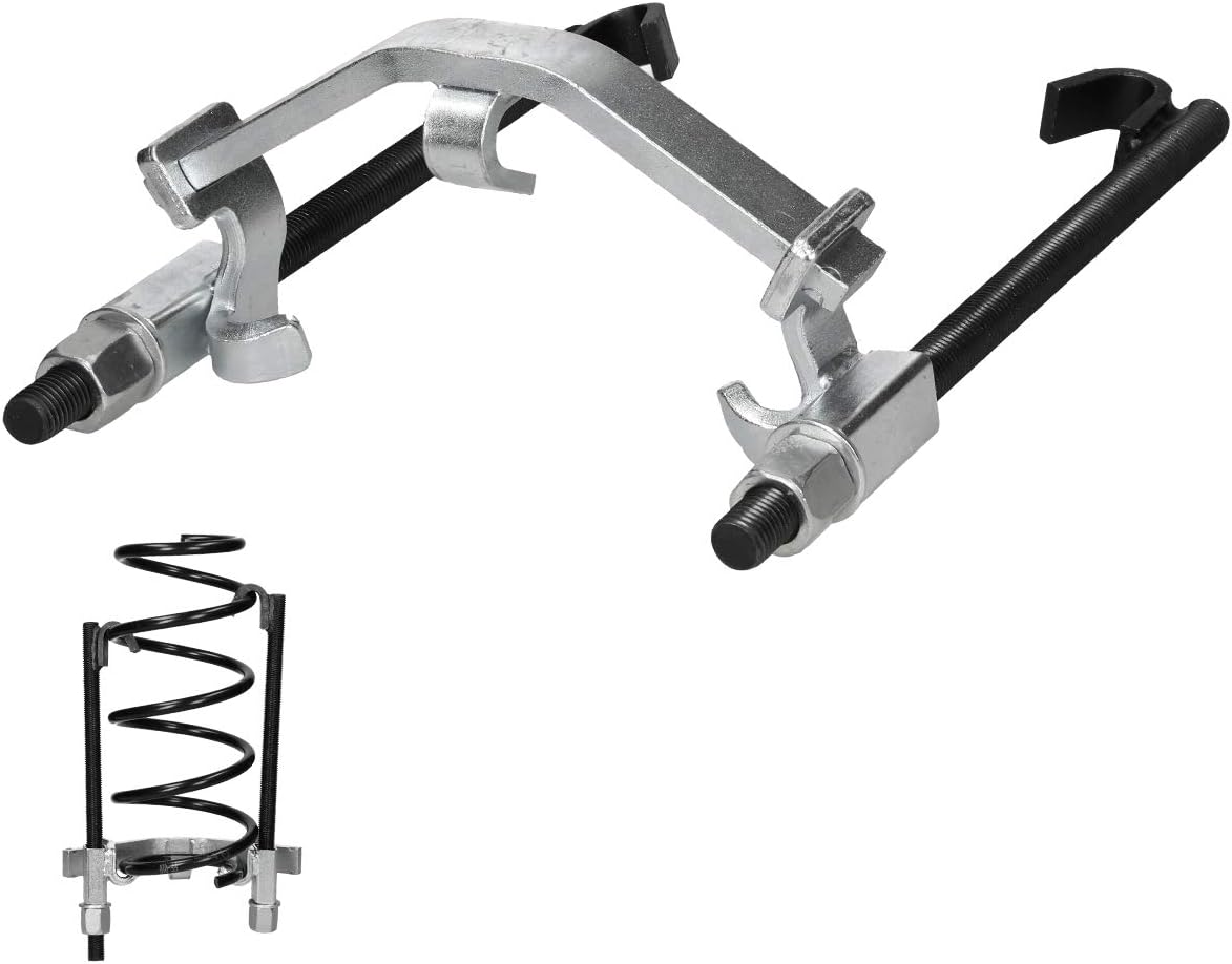 ECD Germany Universal coil spring compressor clamp suspension remover tool 1500 kg charge installer tool heavy duty car clamp garage tool compressor for struts shock absorber suspension removal