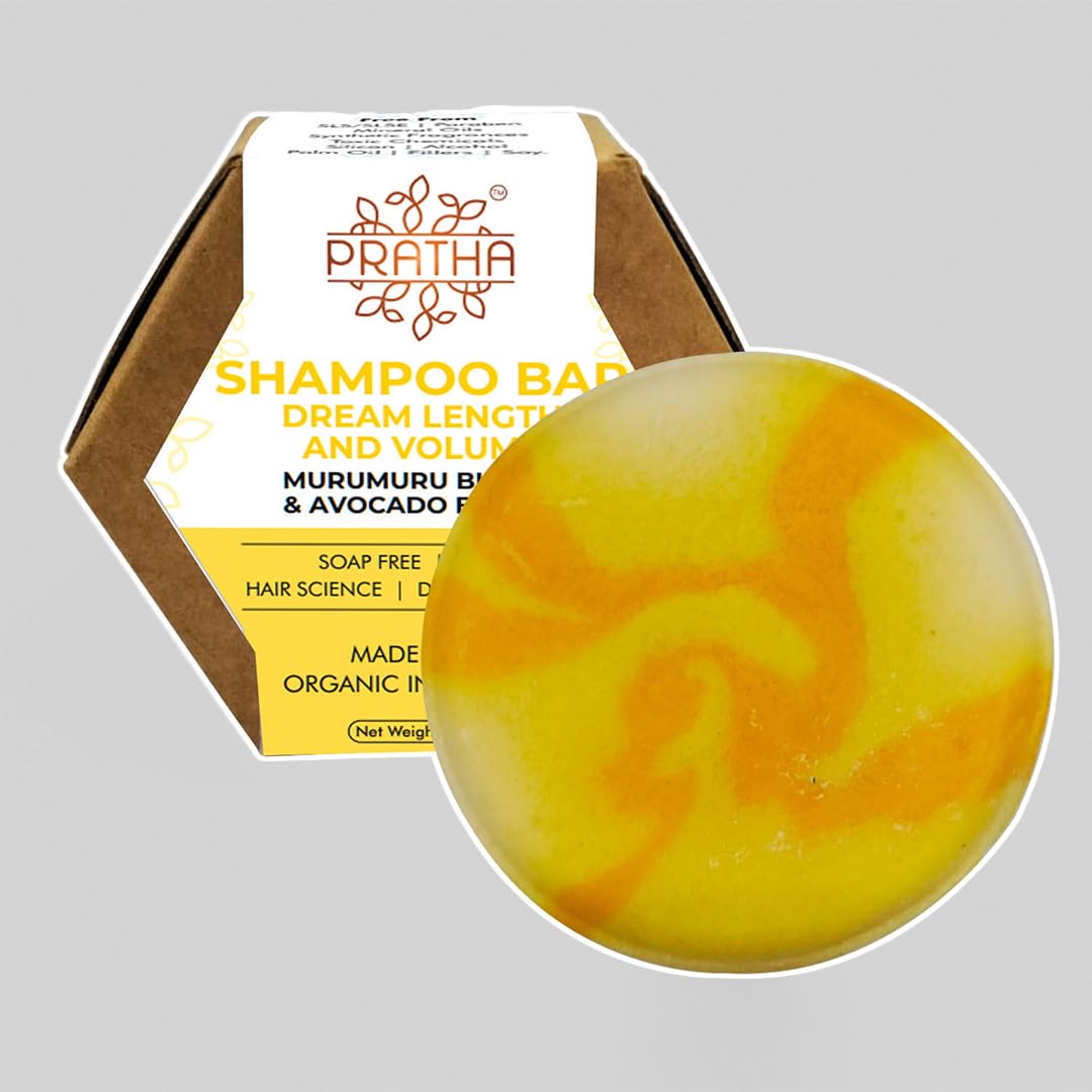 Pratha Naturals Shampoo Bar with Murumuru Butter and Avocado Butter - Sulfate Free Hair Care for Men & Women 100 gm