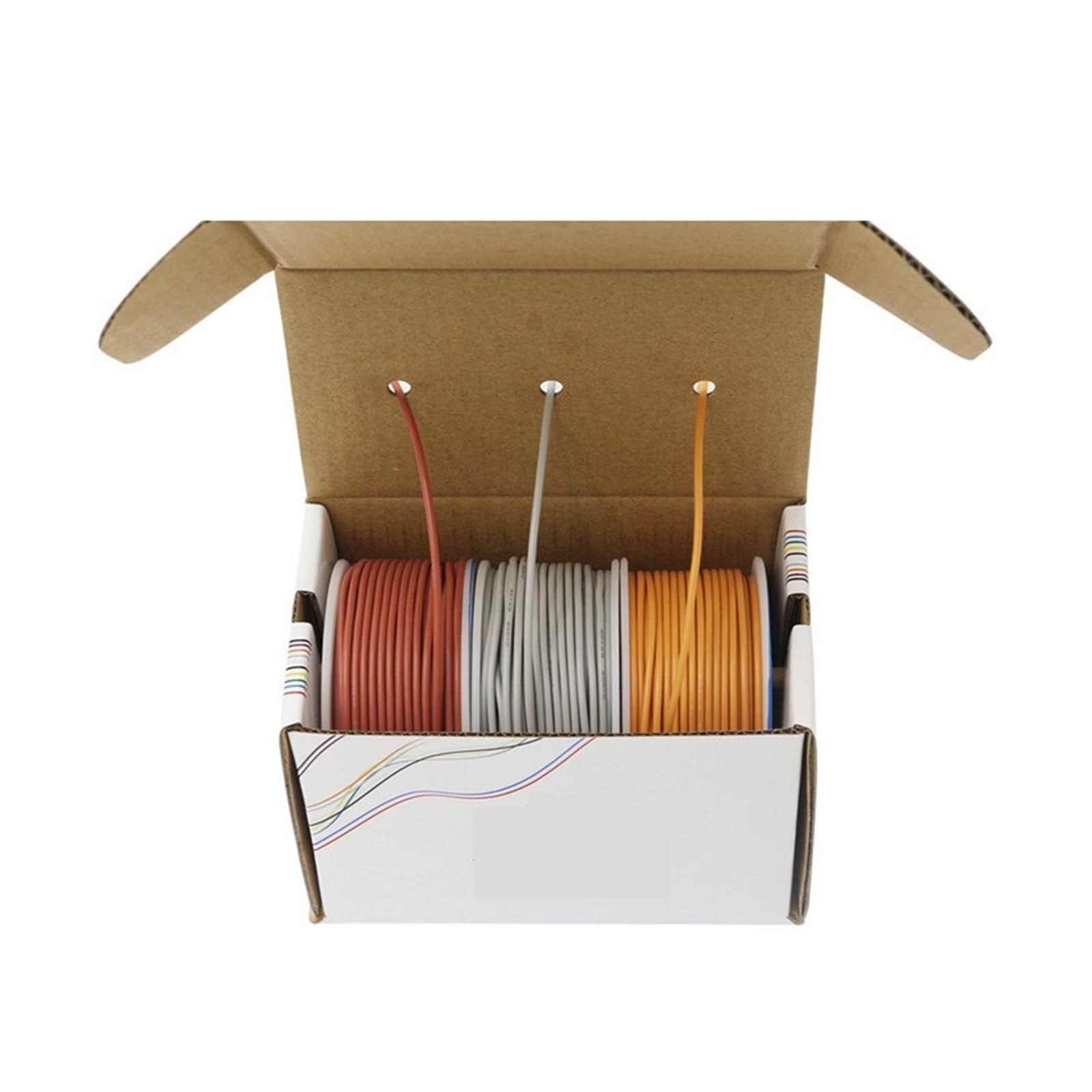 RAHBI 26AWG 90 m/pudło (zestaw 3 mieszanek kolorów) elastyczny silikonowy kabel spleciony izolacja drutu cynowana miedź przewody elektryczne DIY leisurely (Color : Brown gray orange, Size : 90m-26 A