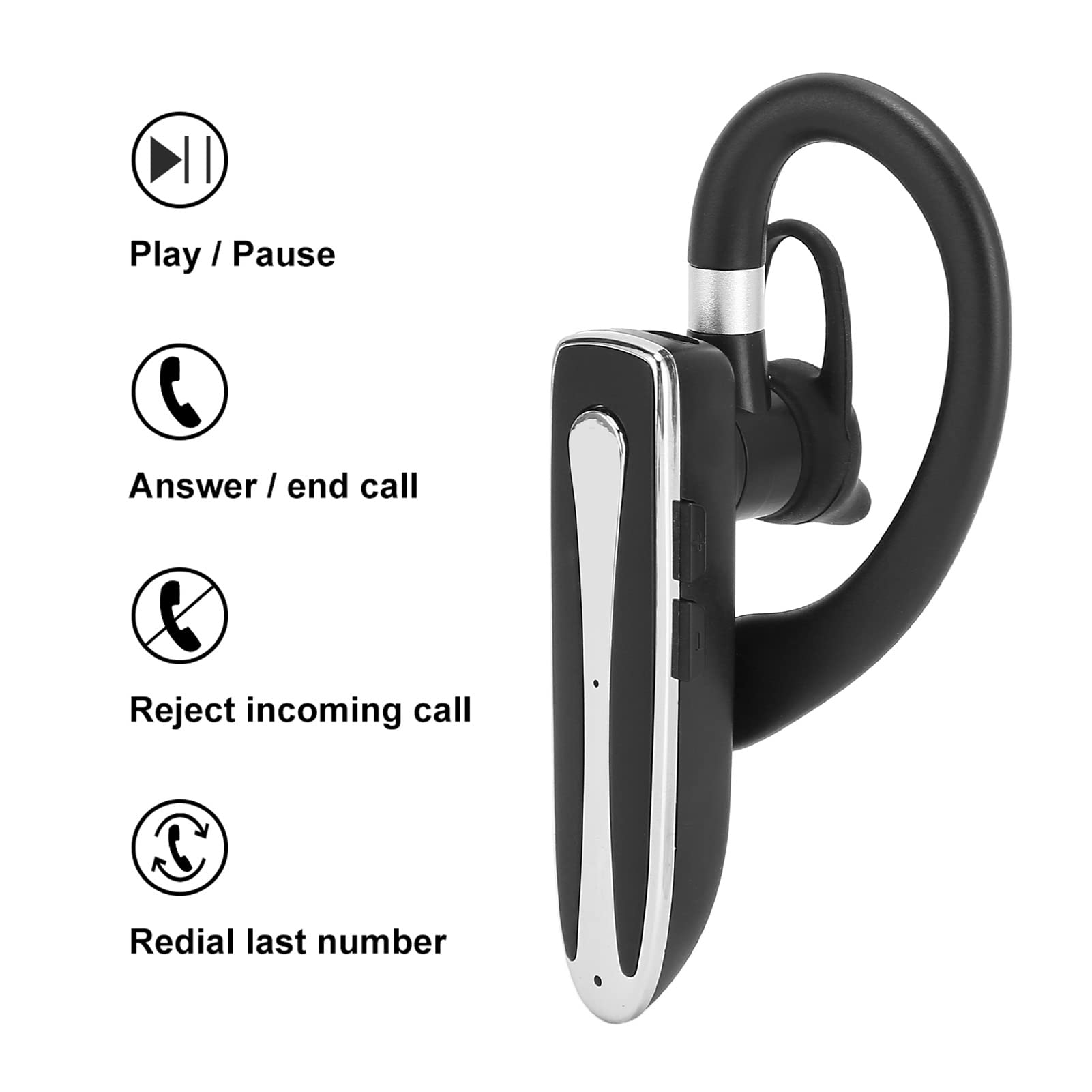 Auricolari Sportivi con Custodia di Ricarica, Auricolari per Telefoni Cellulari con Cancellazione del Rumore, Vivavoce, Microfono Integrato, Auricolare Wireless a Orecchio Singolo per Guidare Sport